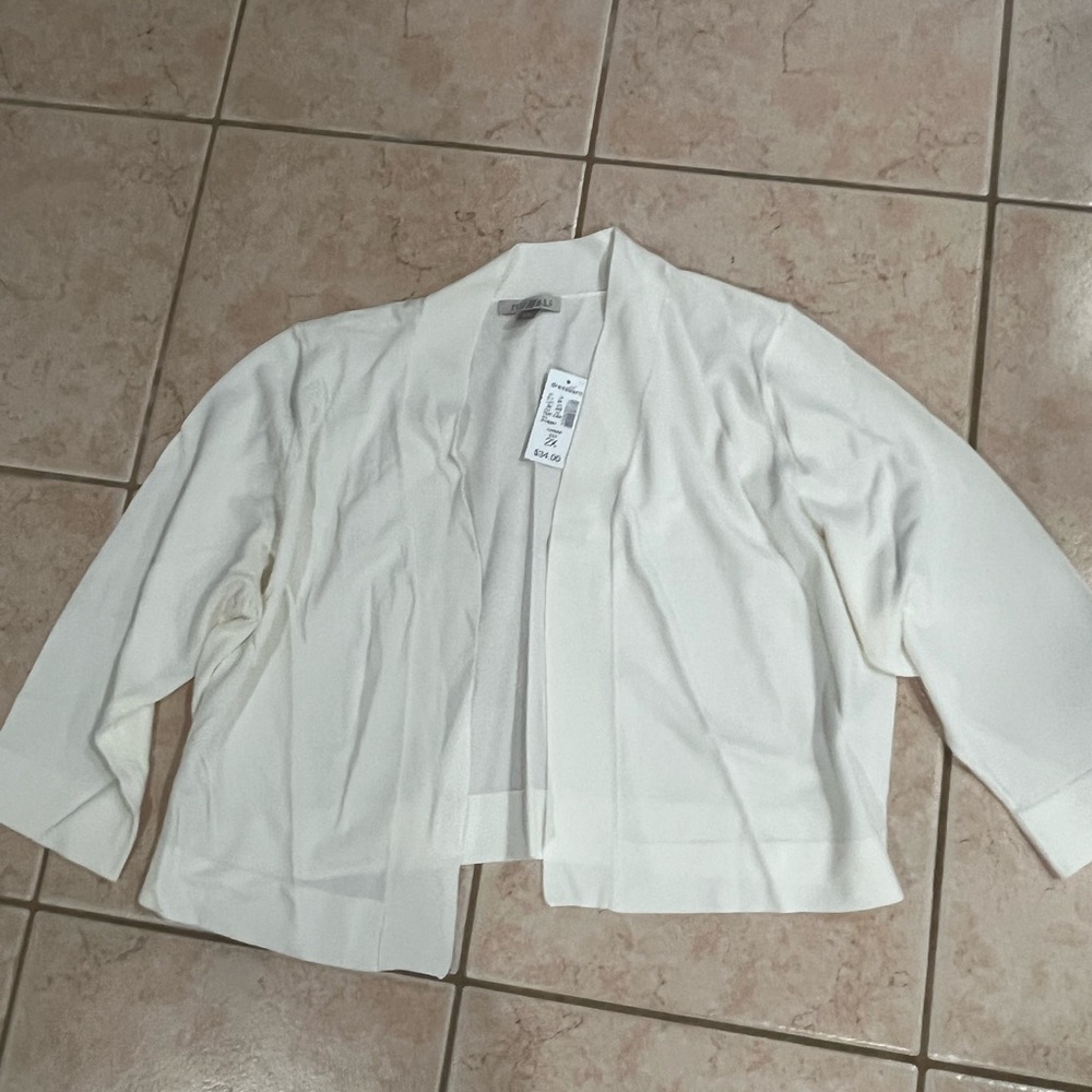 Dressbarn Ivory Open Front Cardigan